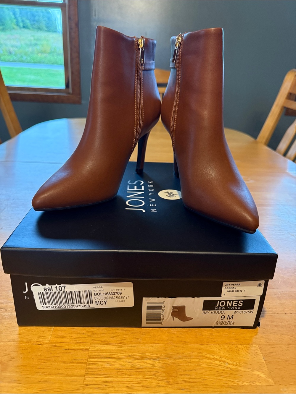 Jones New York Cognac Pointed-Toe Stiletto Ankle Booties